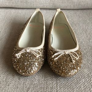 Crewcuts gold glitter shoes